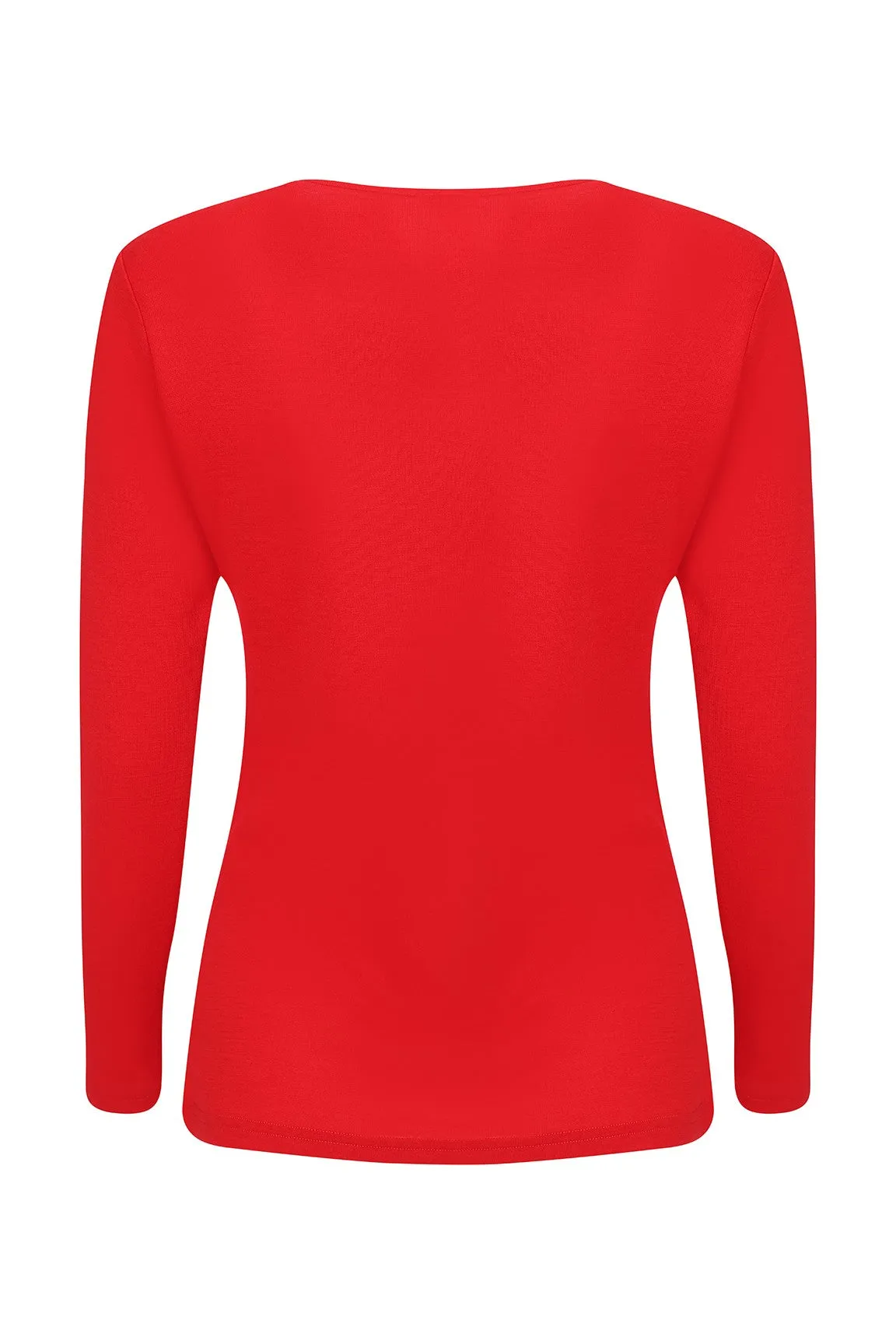 100% Merino round neck Top | RED | 6516ZR