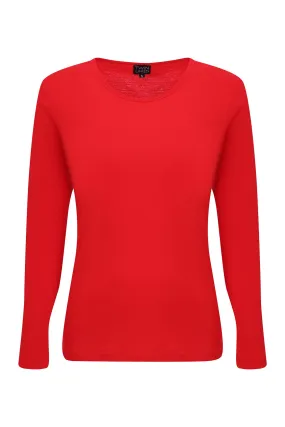 100% Merino round neck Top | RED | 6516ZR