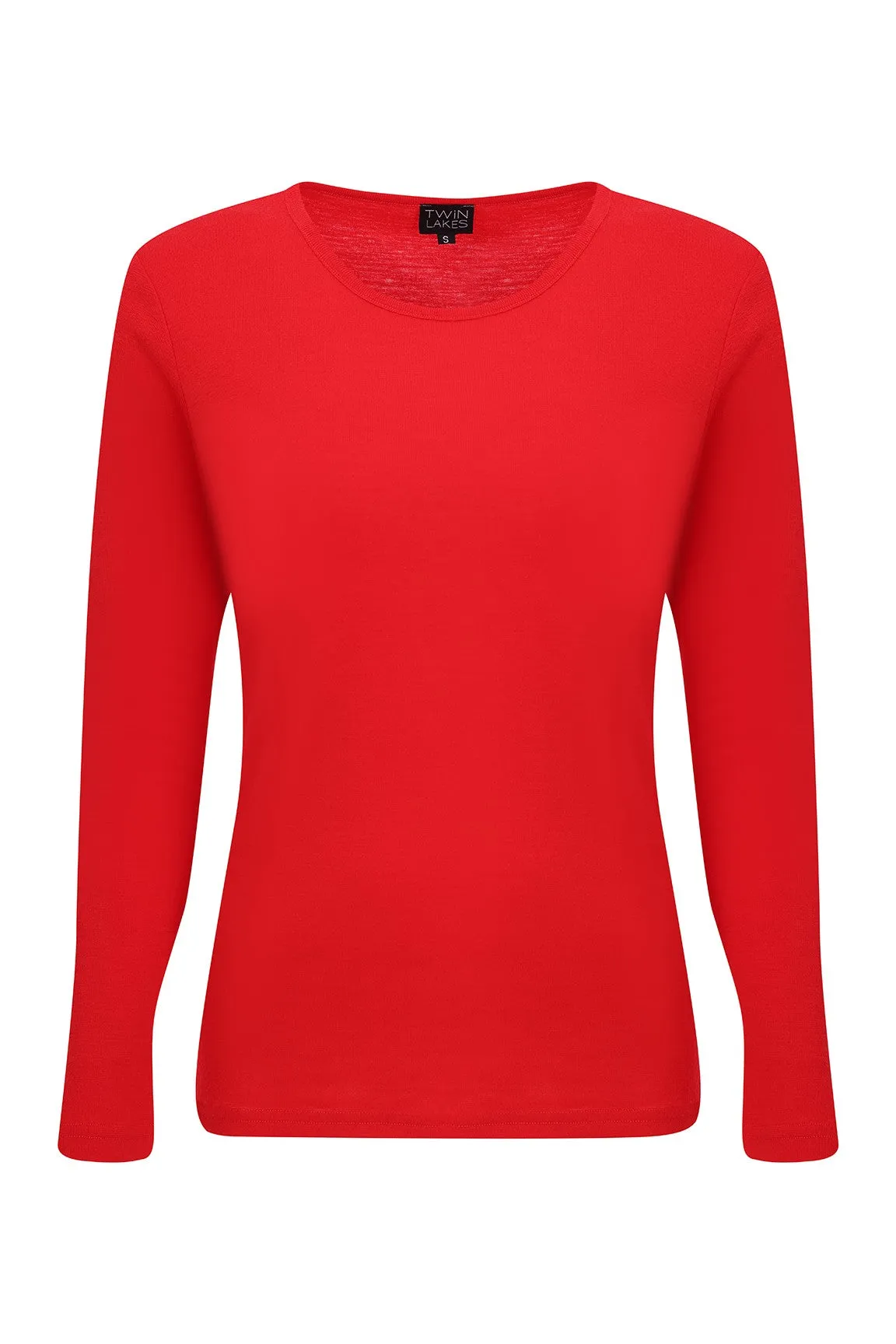 100% Merino round neck Top | RED | 6516ZR