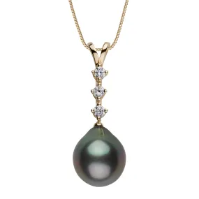 11.0-12.0 mm Tahitian Drop Pearl and Diamond Luminary Pendant