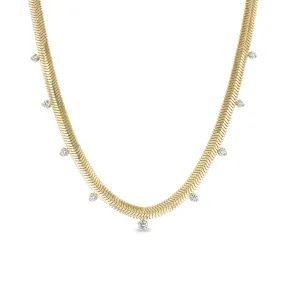 14k 9 Graduated Prong Diamond Medium Snake Chain Necklace