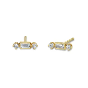 14k Baguette & 2 Prong Diamond Studs