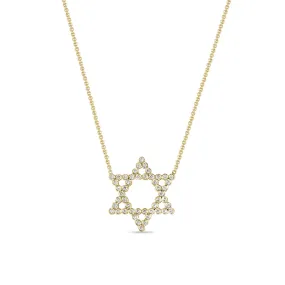 14k Diamond Bezel Star of David Necklace