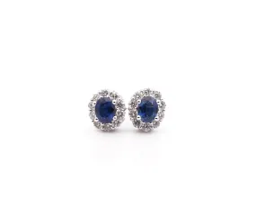 18CT White Gold Sapphire and Diamond Earrings