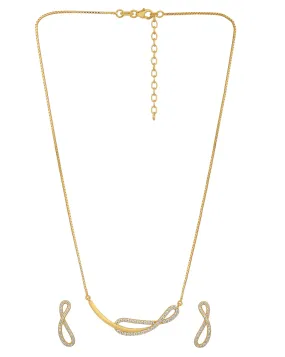 18kt Gold Plated with CZ Bar Infinity Necklace and Earring set for women