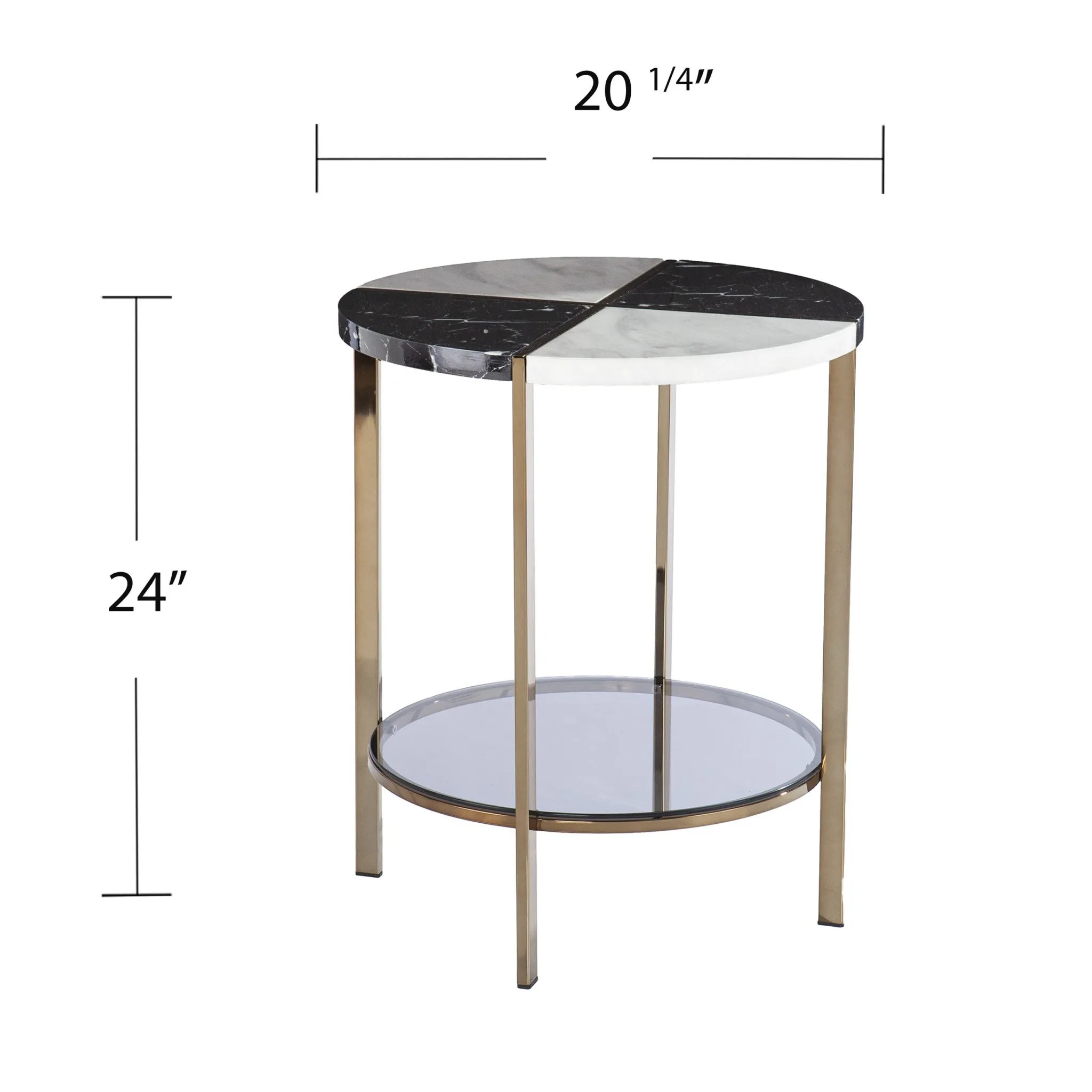 24" Black Manufactured Wood And Iron Round End Table With Two Shelves By Homeroots