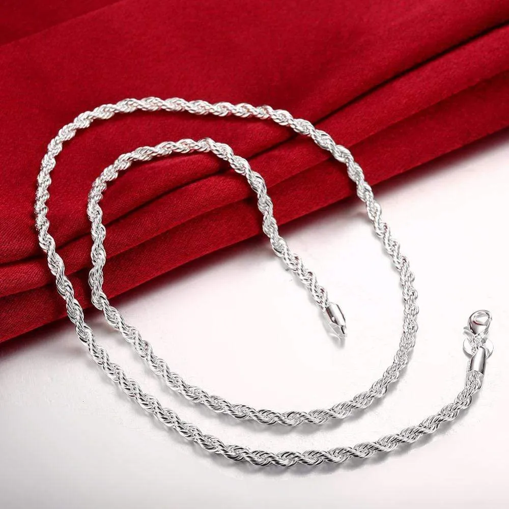 3.8mm 22 inches silver plated Italian Necklace Chain