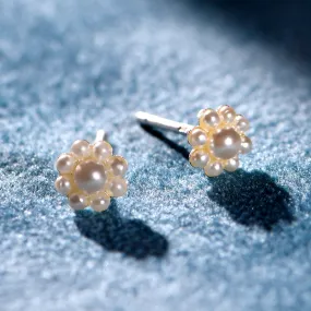 925 Pure Sterling Silver Pearl Flower Studs Earring For Women