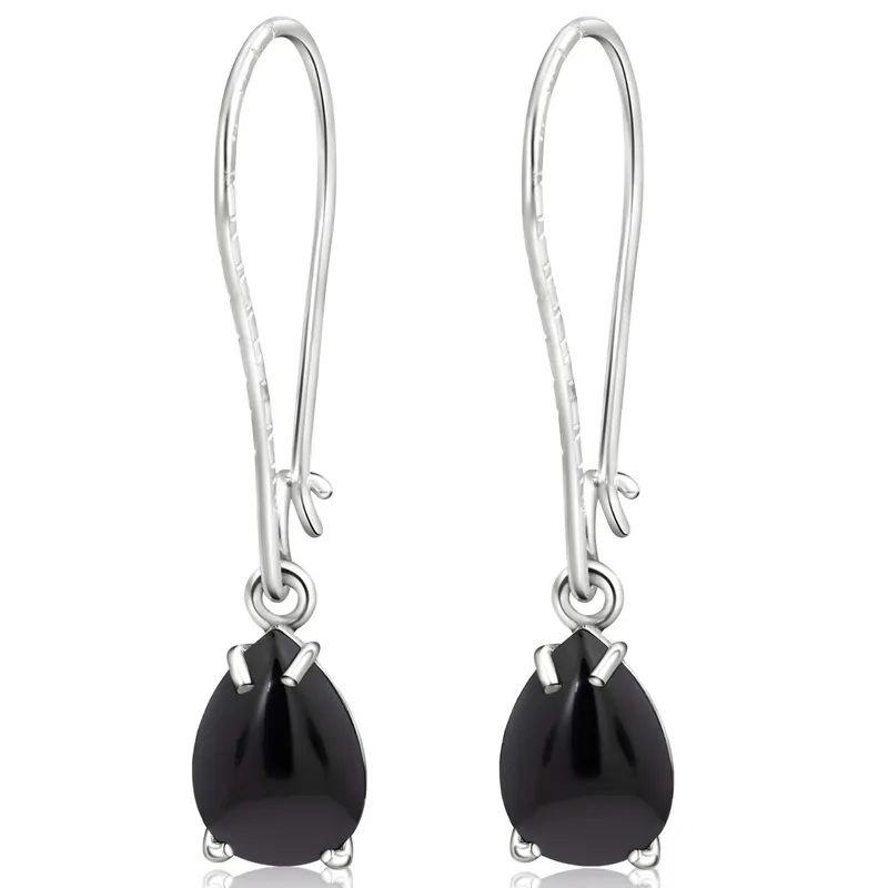 925 Silver Onyx Drop Earrings - July Birthstone, 7X10mm Vintage Gift