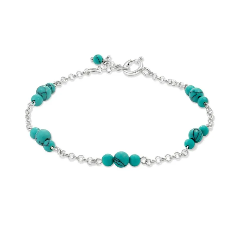 925 Silver Turquoise Bracelet - December Birthstone Gift