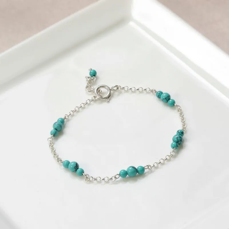 925 Silver Turquoise Bracelet - December Birthstone Gift