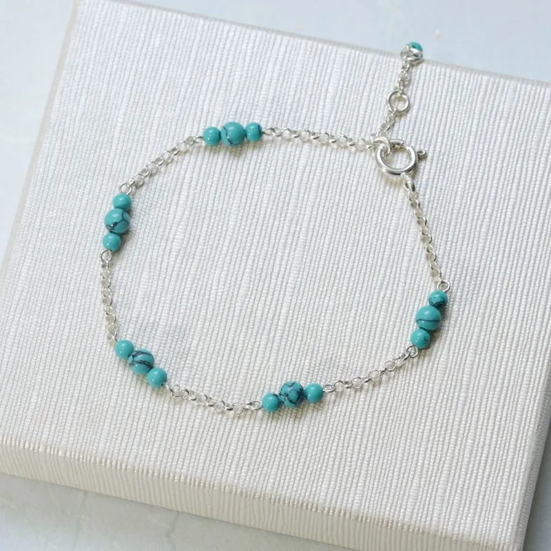 925 Silver Turquoise Bracelet - December Birthstone Gift