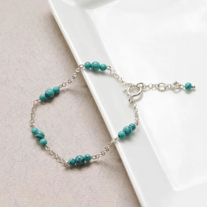 925 Silver Turquoise Bracelet - December Birthstone Gift