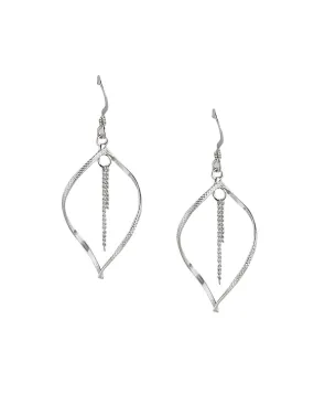 925 Sterling Silver Rhodium Plated Contemporary Drop Earring