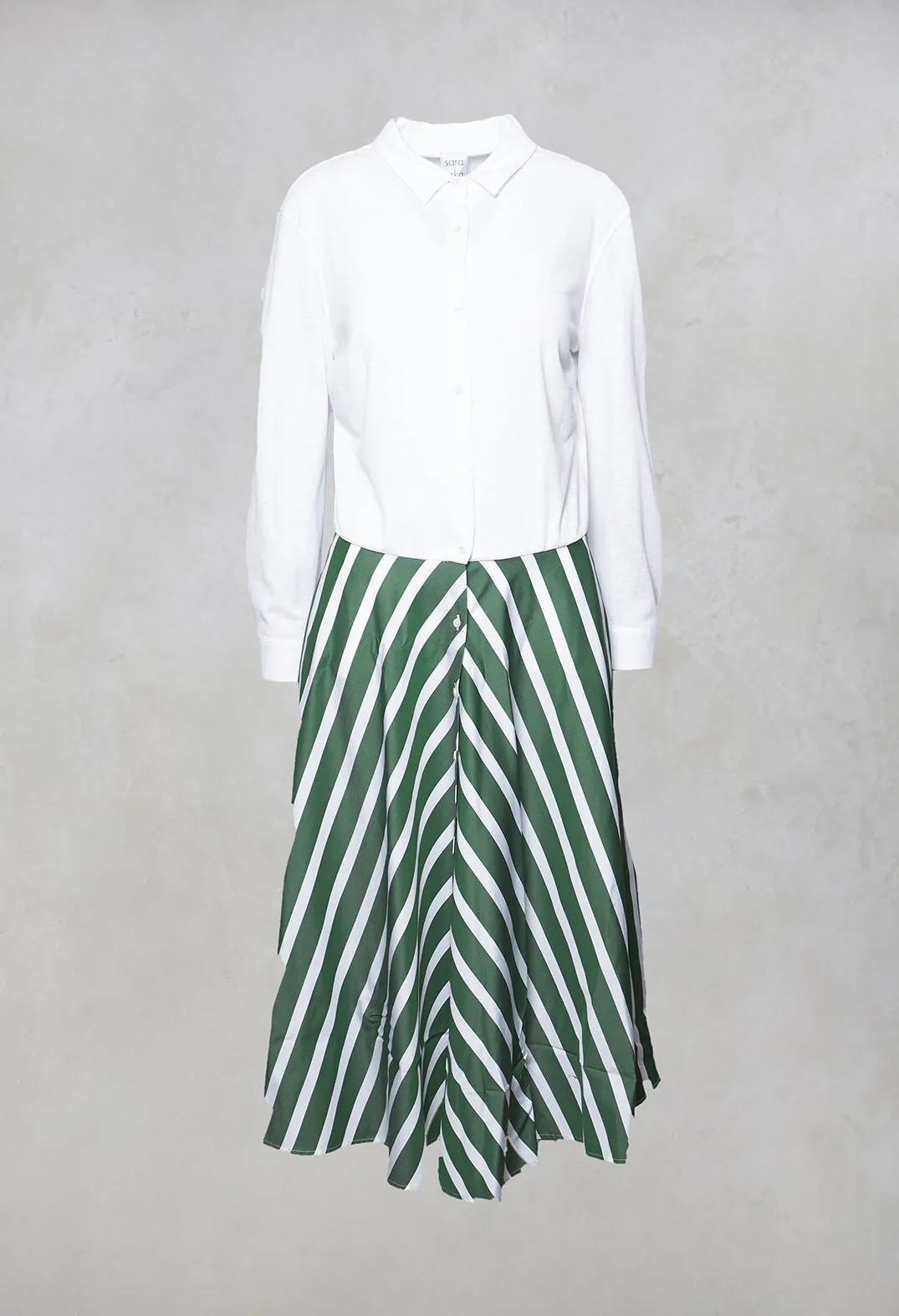 A-Line Dress in Green/White