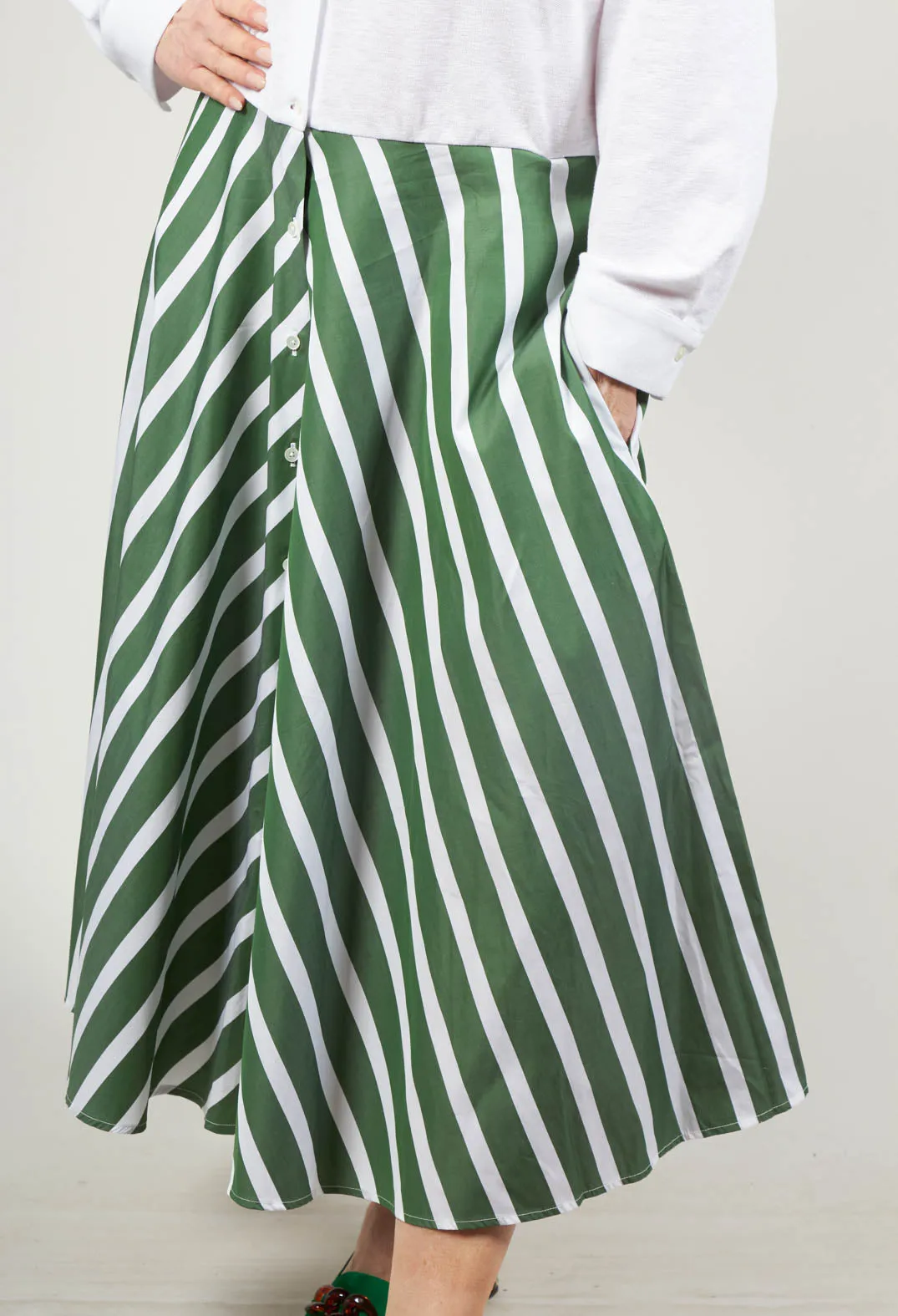 A-Line Dress in Green/White