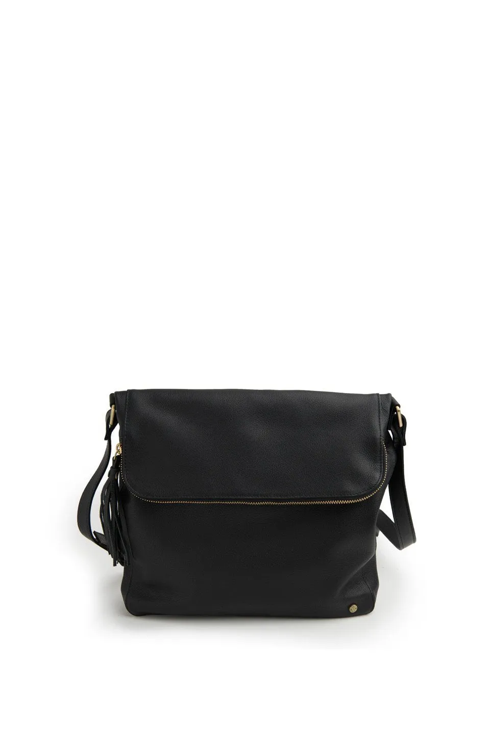 Alexa Soft Leather Black Satchel Bag with Gold Hardware