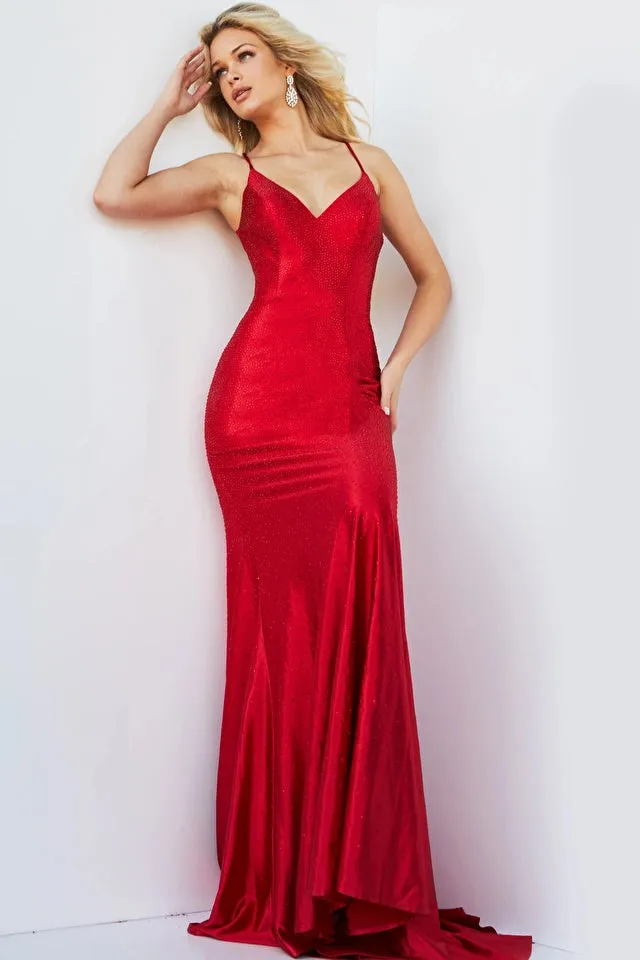 Amaris | Embellished V Neck Low Back Gown | Jovani 23010