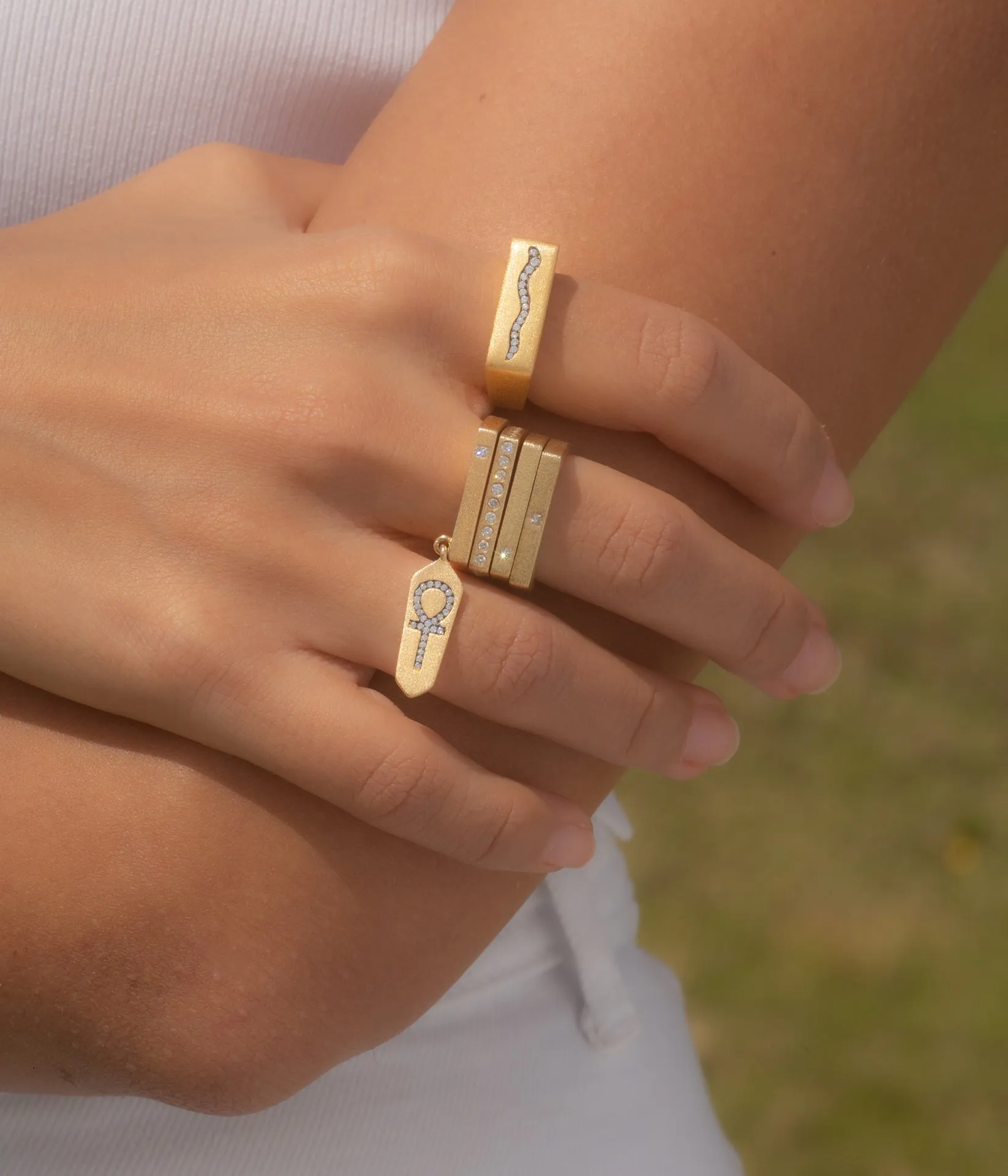 Ankh Charm Ring in Vermeil Gold