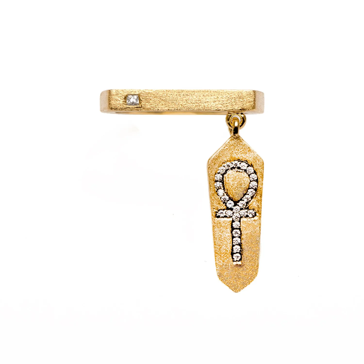 Ankh Charm Ring in Vermeil Gold