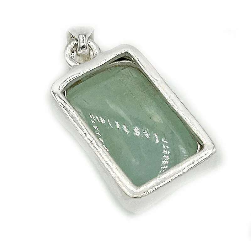 Aquamarine Rectangle Gemstone Silver Pendant