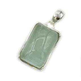 Aquamarine Rectangle Gemstone Silver Pendant