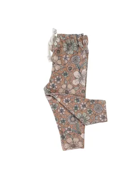 Baby leggings/ bold floral - caramel