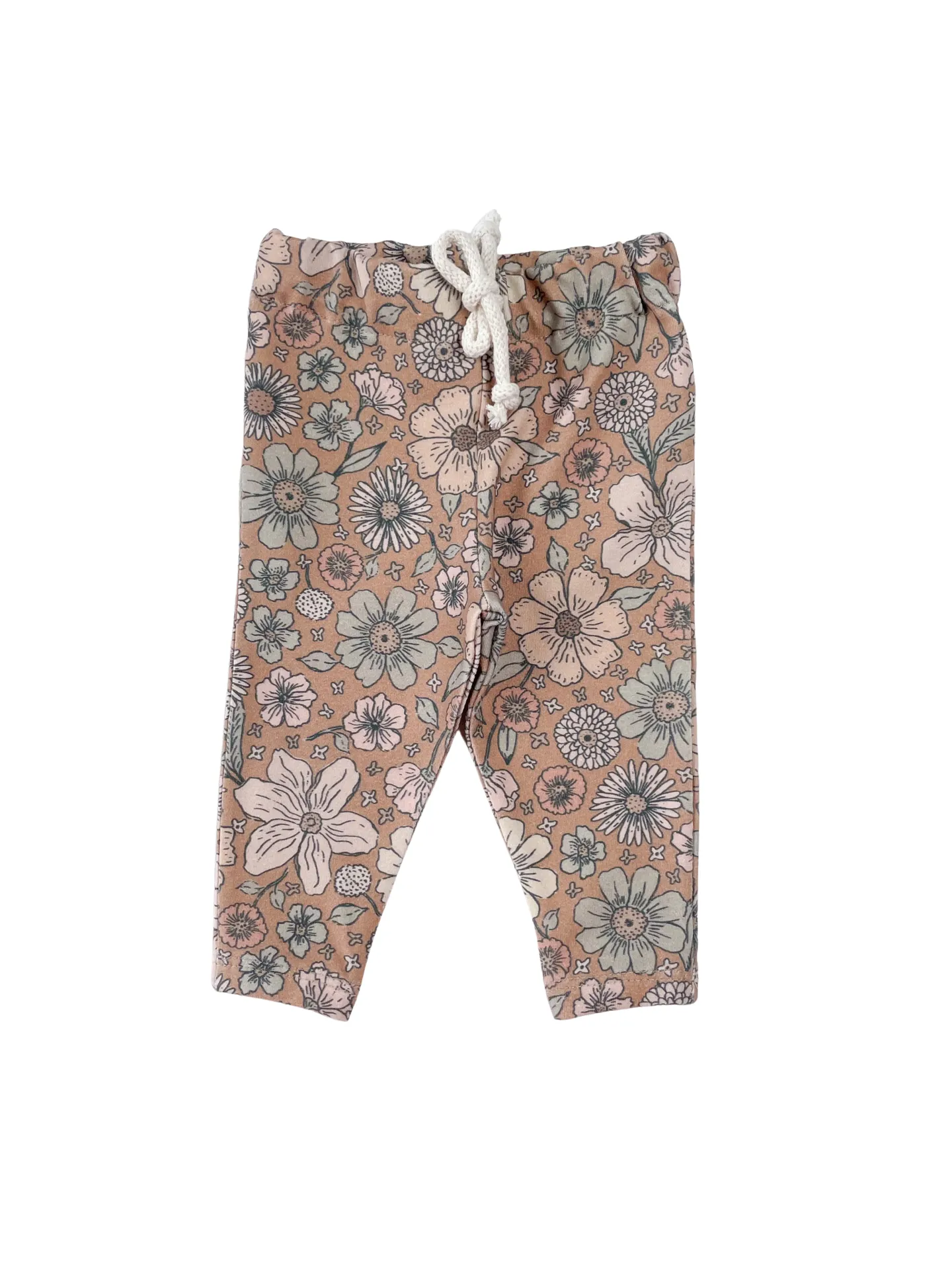 Baby leggings/ bold floral - caramel