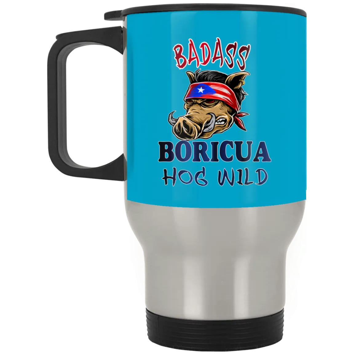 Badass Boricua Hog Wild Stainless Travel Mug