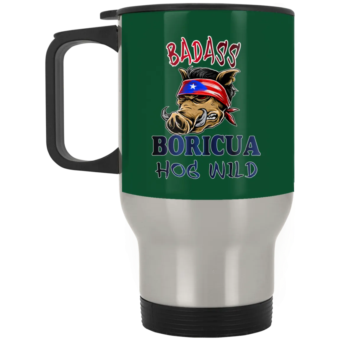 Badass Boricua Hog Wild Stainless Travel Mug