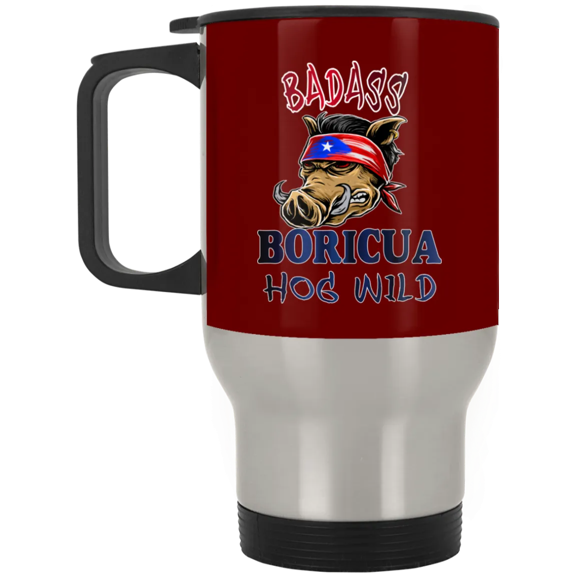 Badass Boricua Hog Wild Stainless Travel Mug