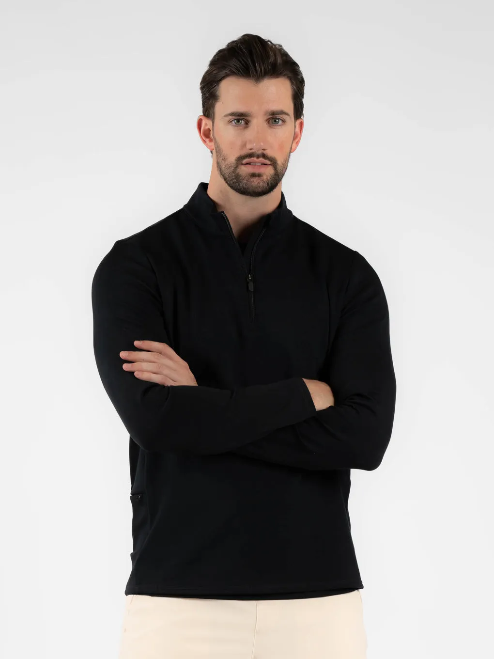 BARRY'S BLACK HALF ZIP LONG SLEEVE