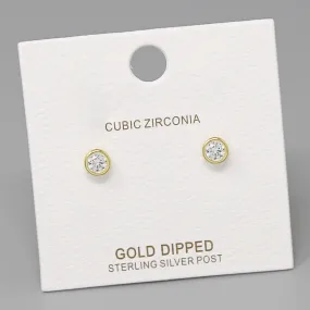 Bezel Set Cubic Zirconia Stud Earrings (5 MM)