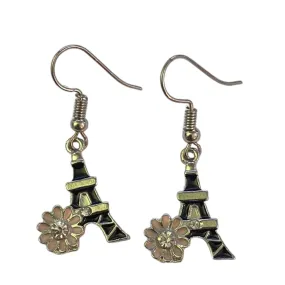 Black Paris Eiffel Tower Dangle Earrings NEW