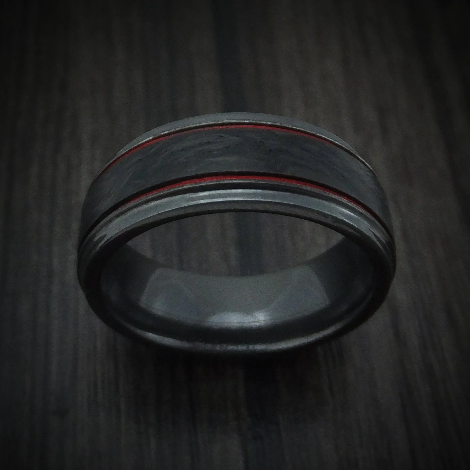 Black Titanium and Forged Carbon Fiber Men's Ring with Cerakote Accents