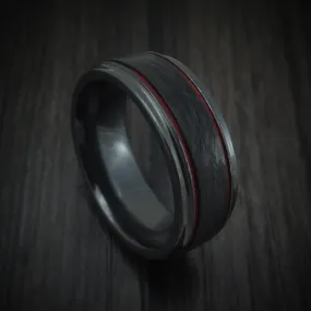 Black Titanium and Forged Carbon Fiber Men's Ring with Cerakote Accents