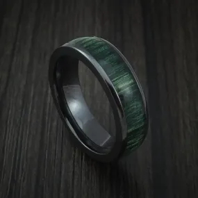 Black Titanium Men's Ring Inlaid with Jade Hard Wood Custom Made