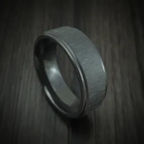 Black Titanium Men's Ring with Cross Satin Finish