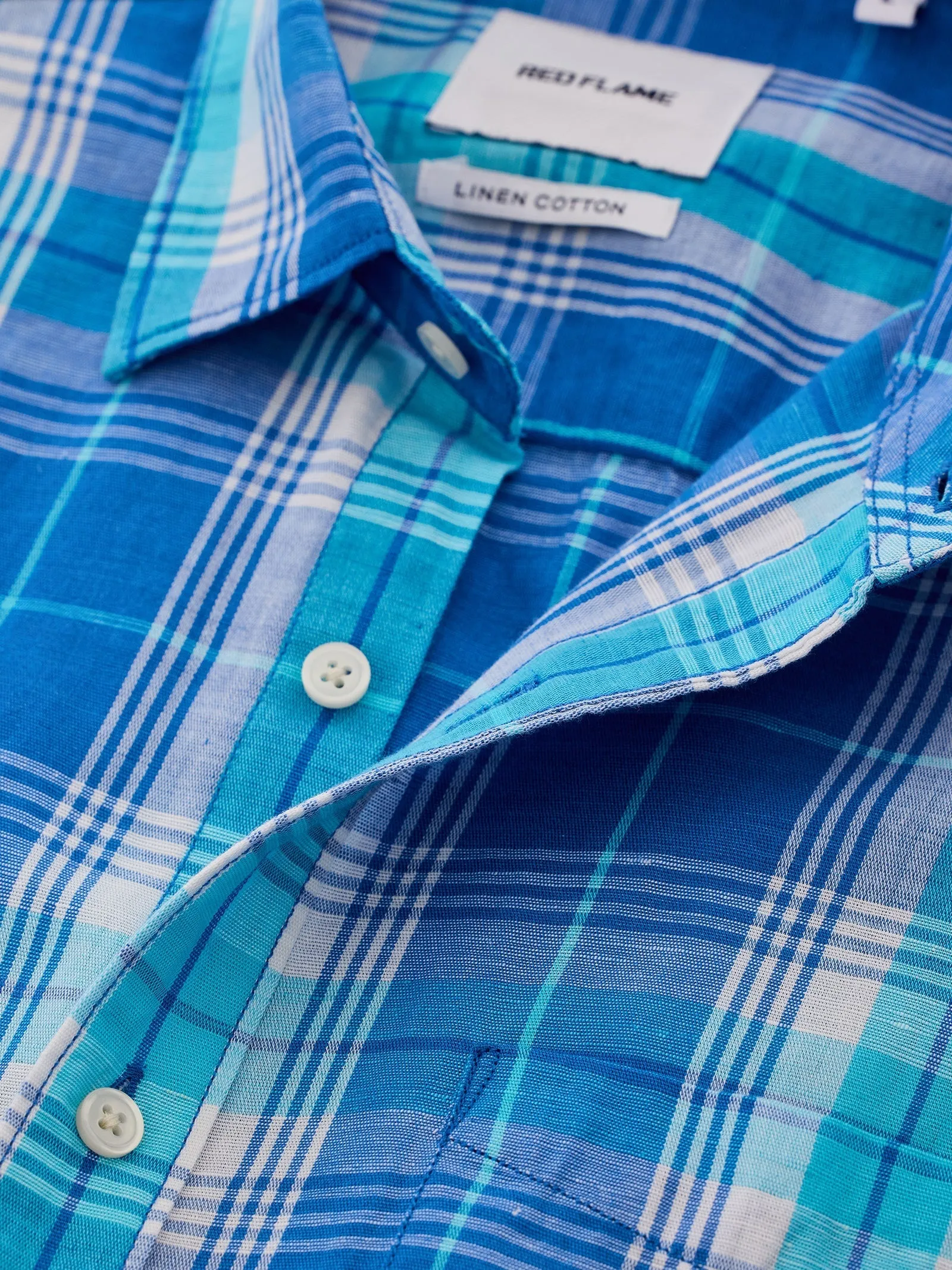 Blue Checked Linen Shirt