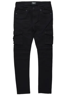 Boys Albas Jet Black Cargo Slim Fit Jean