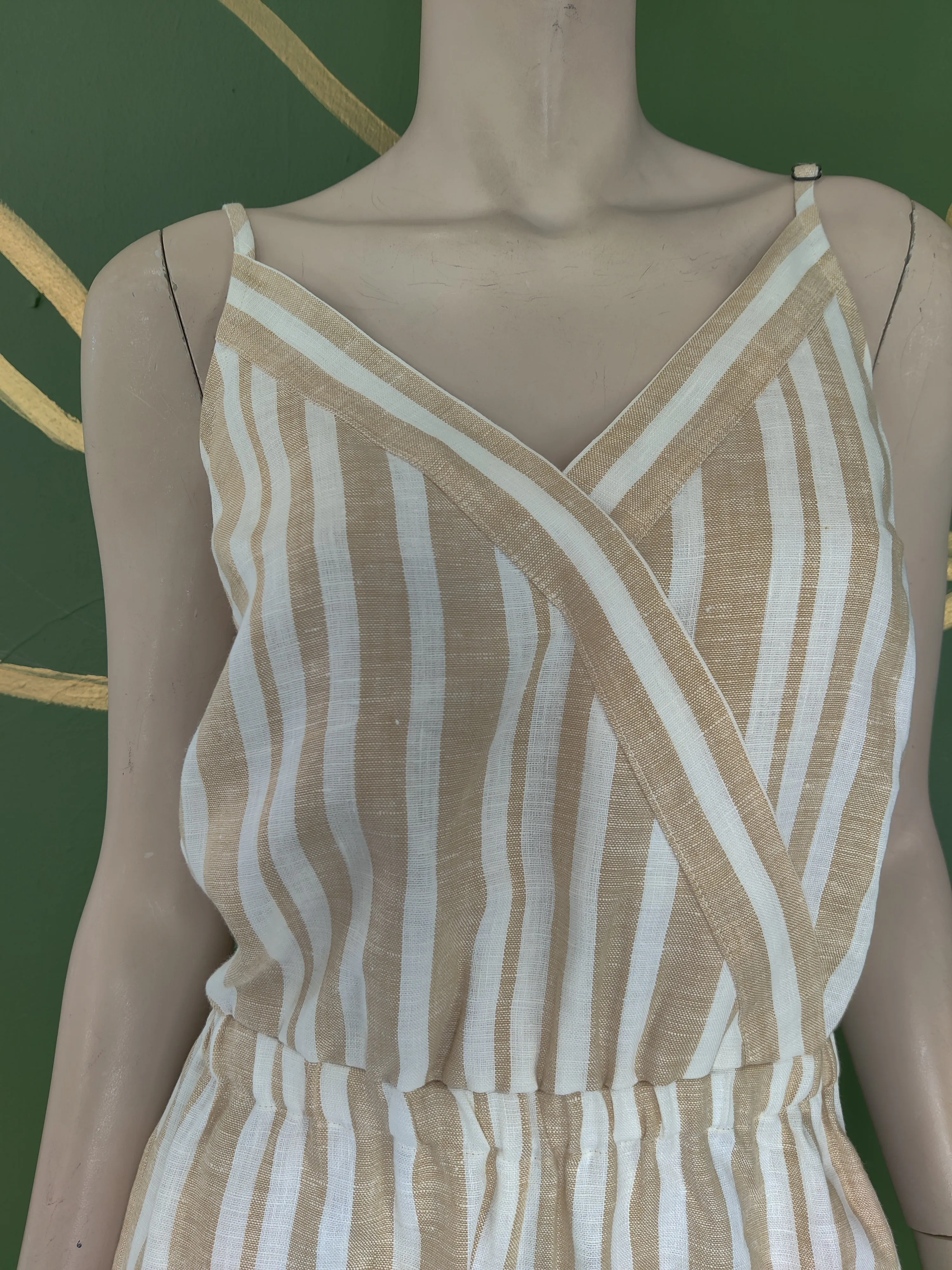 Brigus Stripe Romper Natural/White