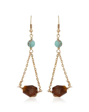 Carlton London Gold Plated Contemporary Drop Earring With Dangling Beads For Women