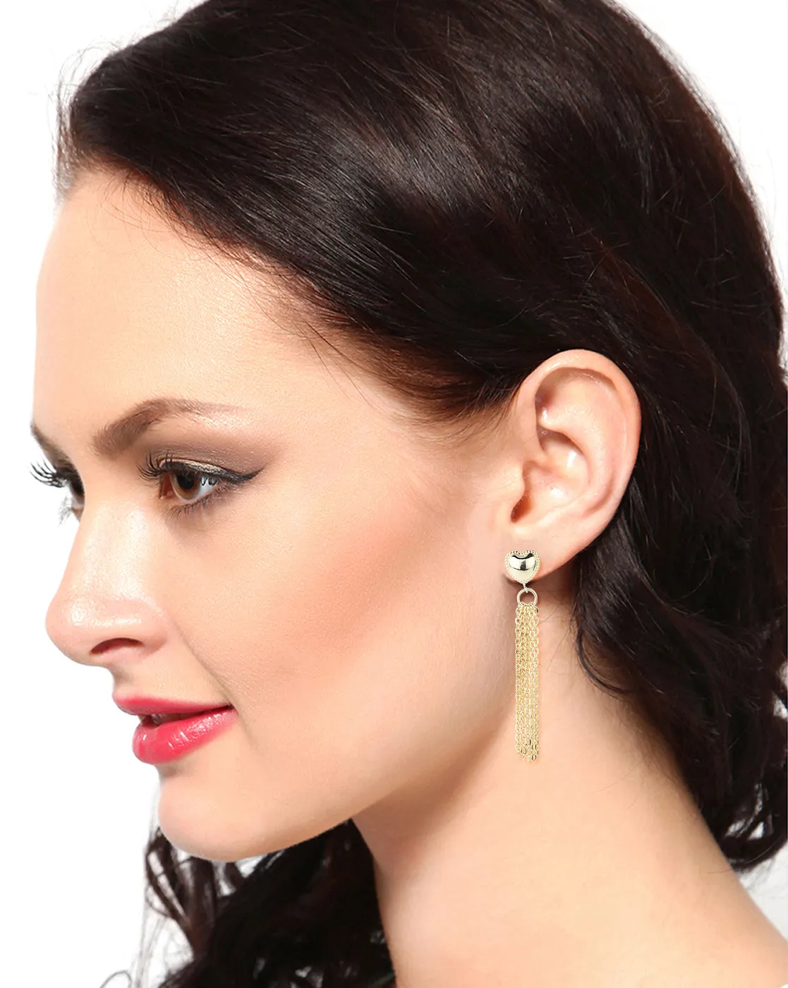 Carlton London Gold Plated Taselled Heart Drop Earring For Women