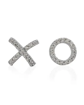 Carlton London Rhodium Plated Contemporary Cz Stud Earring For Women