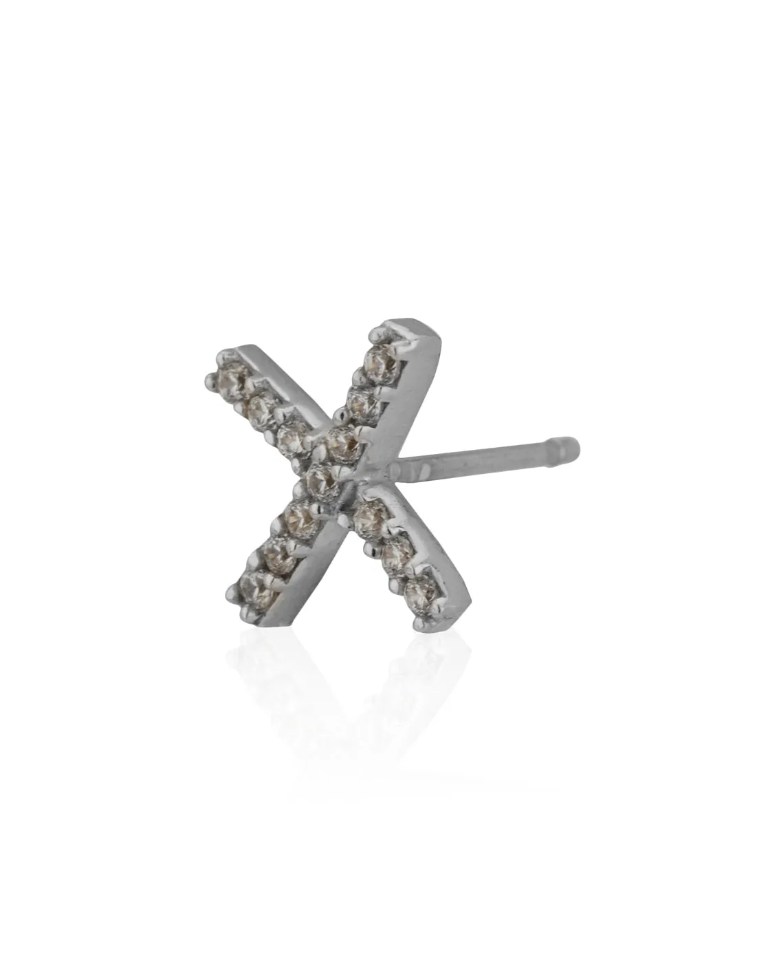 Carlton London Rhodium Plated Contemporary Cz Stud Earring For Women