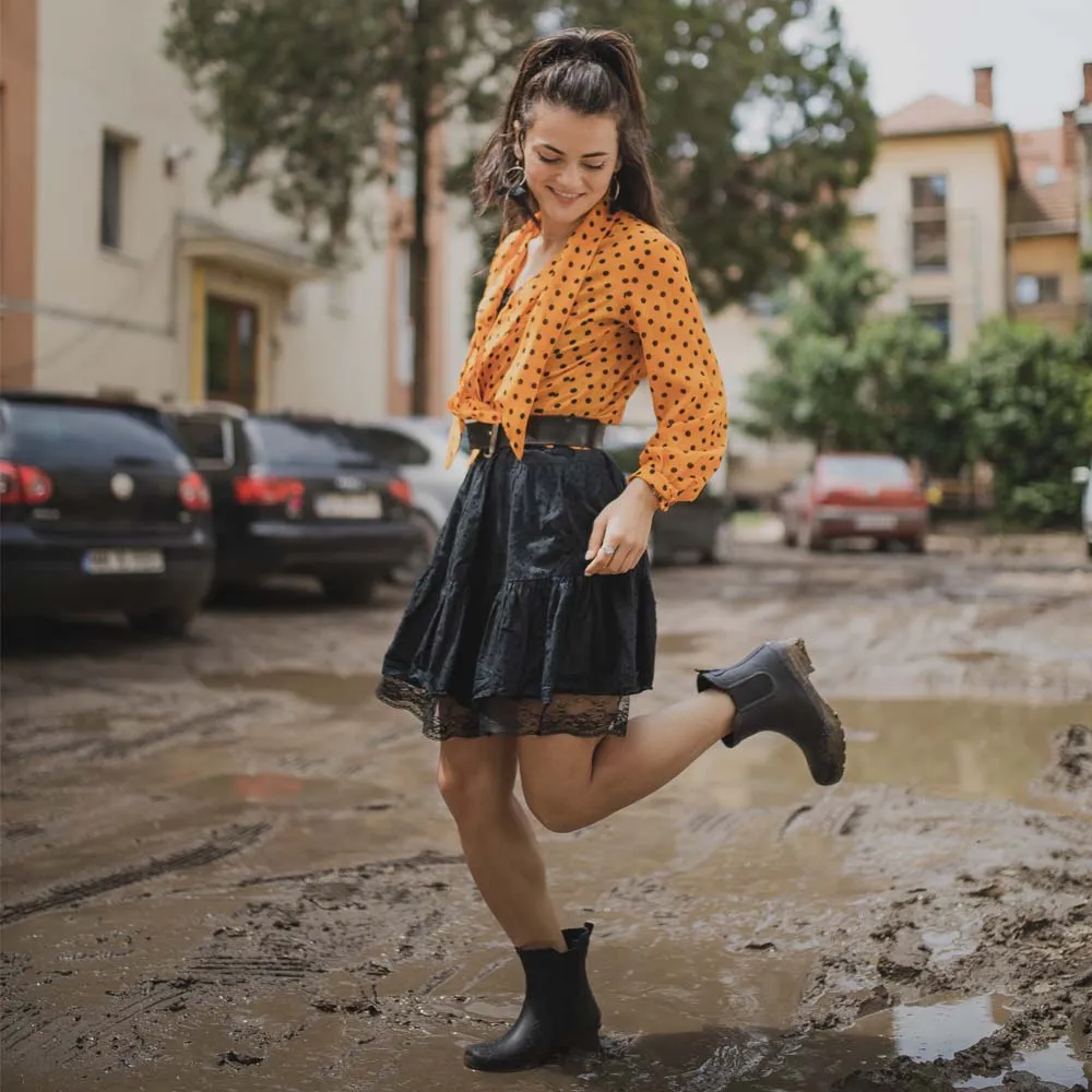 Chelsea Matte Black Women's Rain Boots