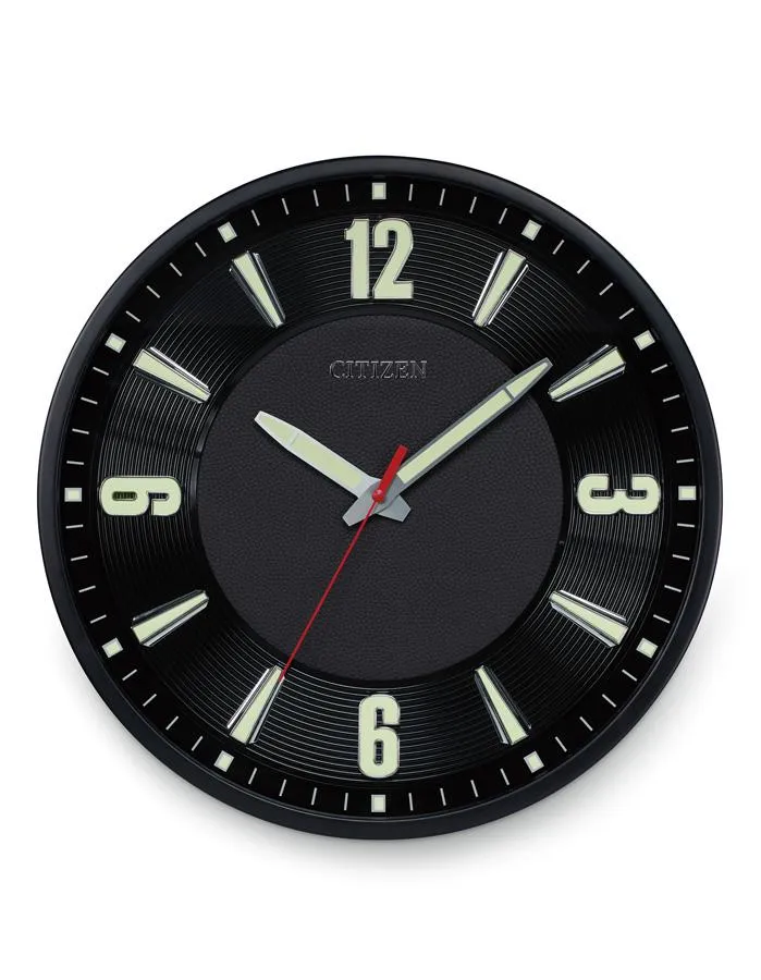 Citizen Gallery Luminescent Wall Clock - Black - Black Leather Dial