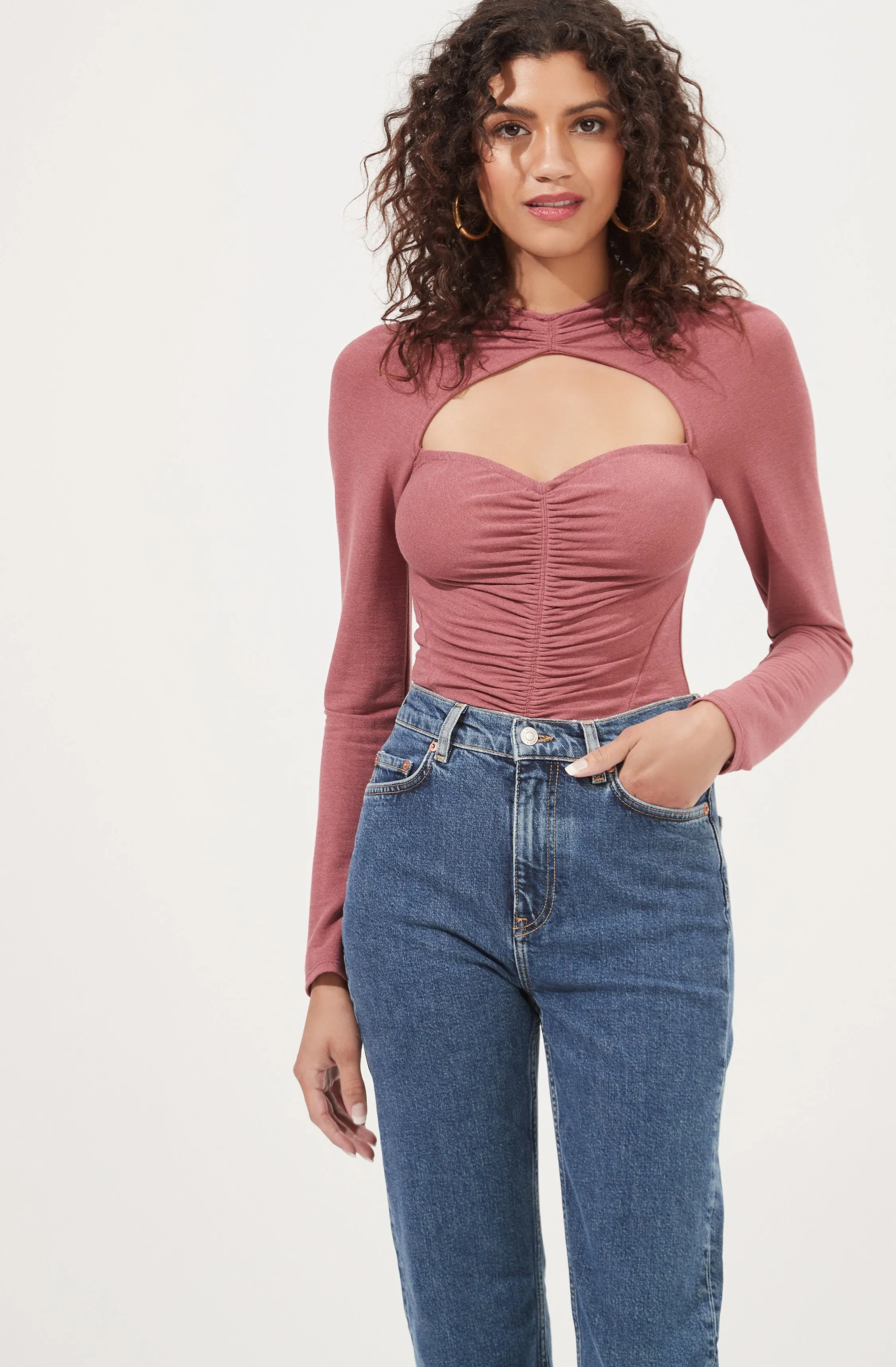 Cristen Ruched Cutout Bodysuit