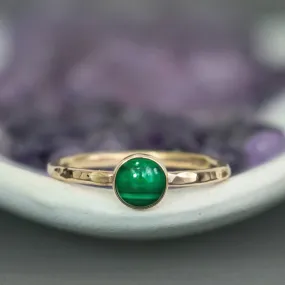 Delicate 14 K Gold Filled Malachite Stacking Promise Ring | Moonkist Designs