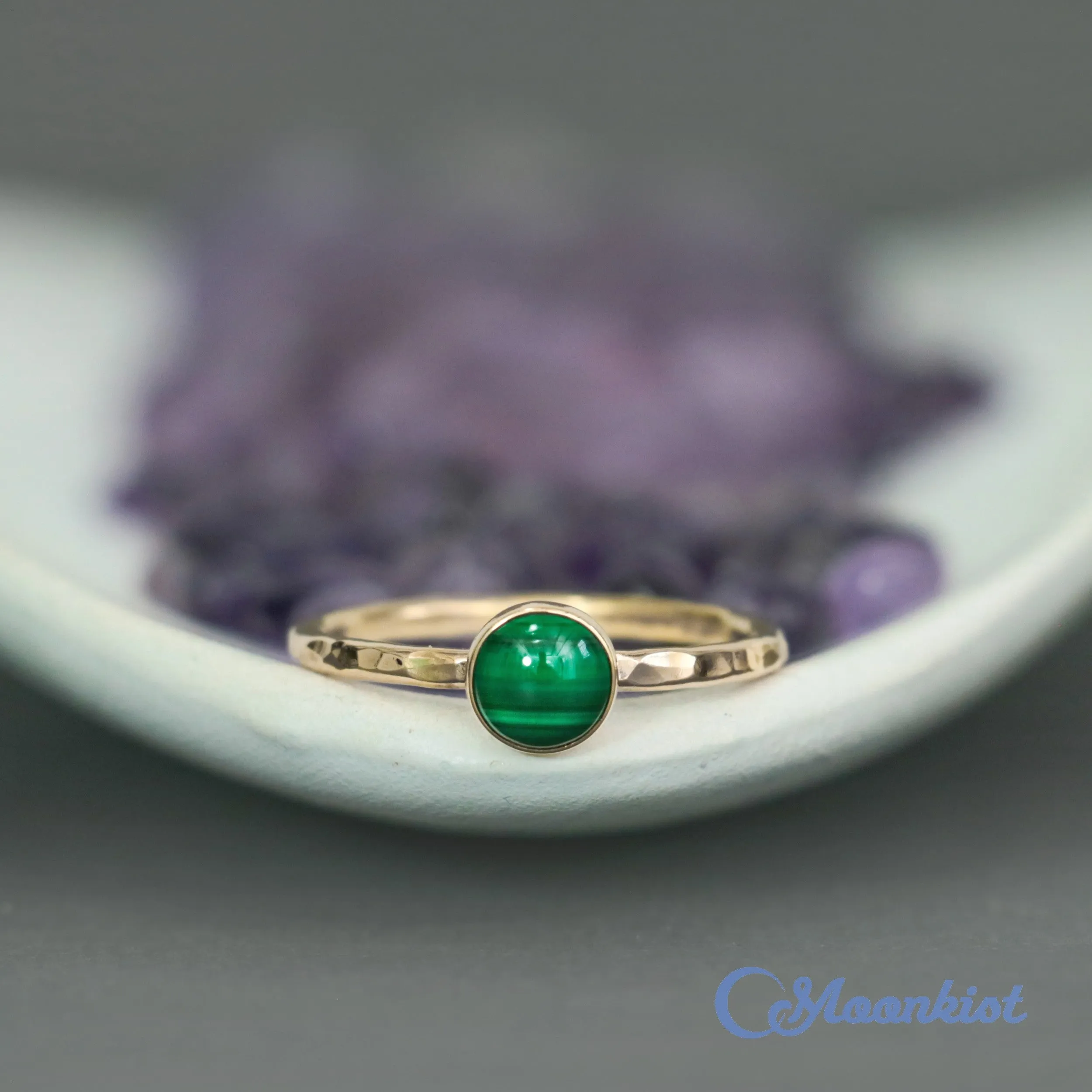 Delicate 14 K Gold Filled Malachite Stacking Promise Ring | Moonkist Designs